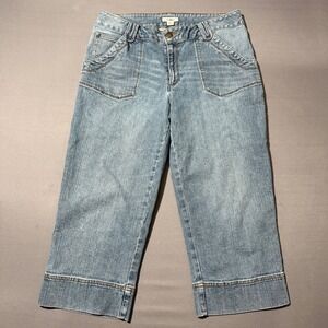 Cato Womens Size 12 Blue Wash Denim Capri Pants Cropped Jeans Wide Leg